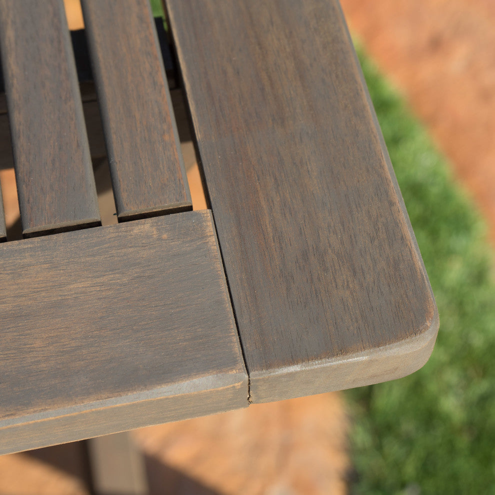GDF Studio St. Nevis Outdoor Acacia Wood Foldable Dining Table, Gray