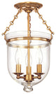 Hampton, 15" Semi Flush, Aged Brass Finish, Clear Glass Shade