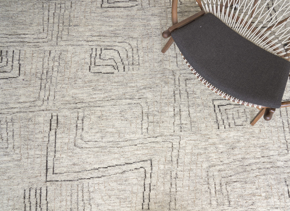Aldridge Hand-Knotted Wool and Bamboo Silk Gray/Beige/Ivory Area Rug, 9'x12'