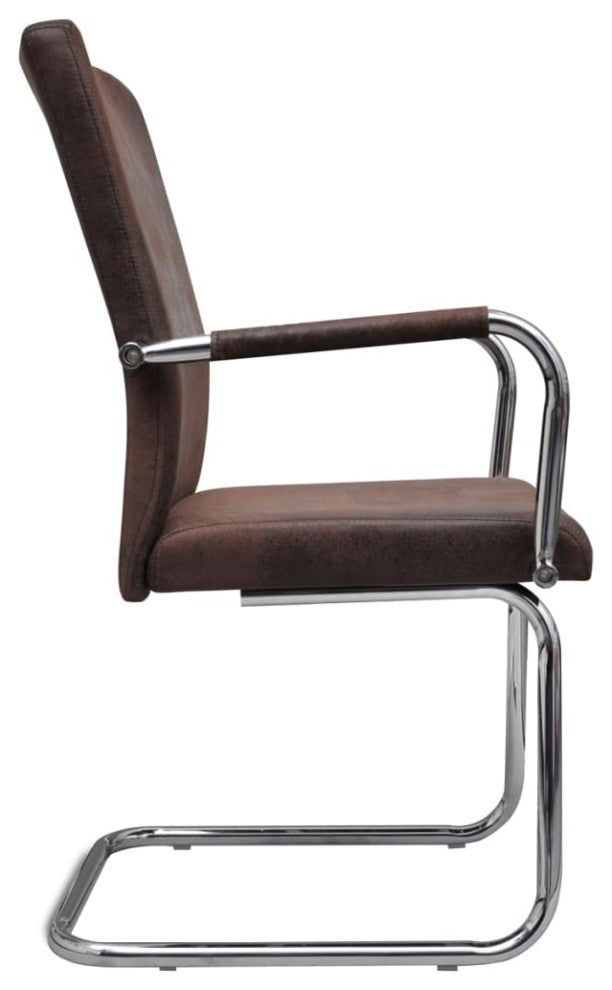 vidaXL Dining Chair 6 Pcs Upholstered Dining Side Chair Brown Faux Suede Leather