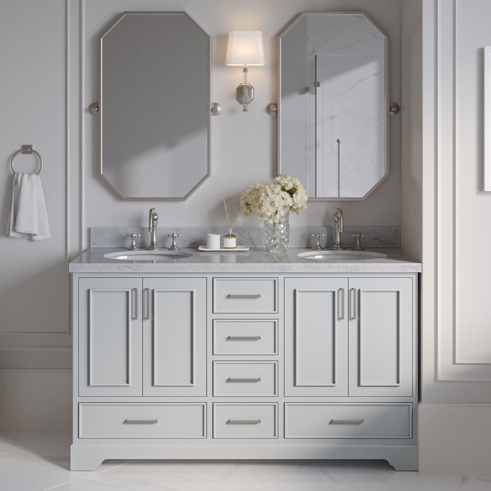 Ariel Stafford 60" Double Sink Bathroom Vanity Base, Gray