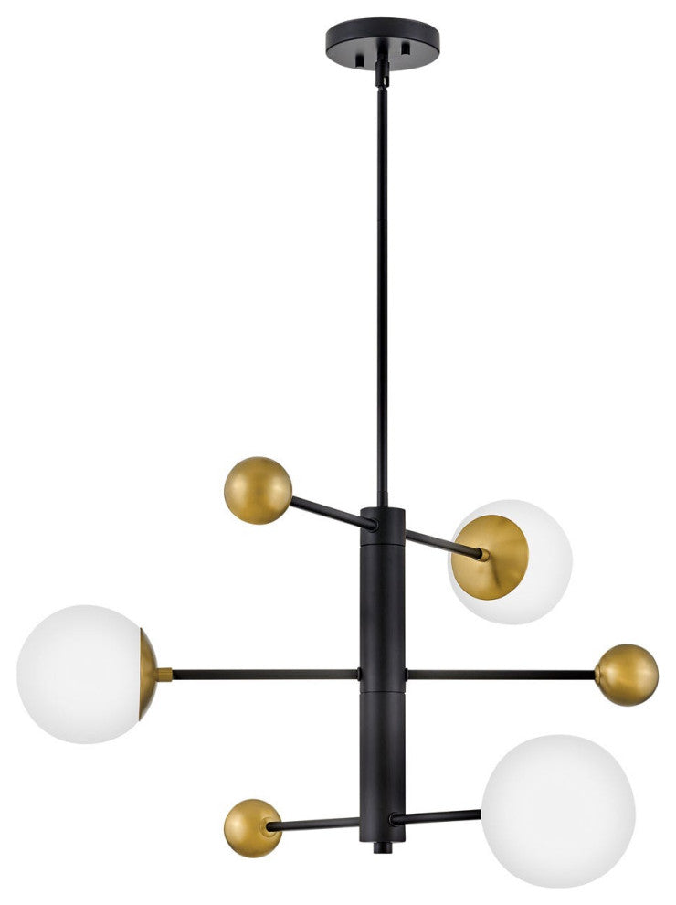 Lark Auggie 31" Medium Mobile Multi-Tier Chandelier, Black + Lacquered Brass