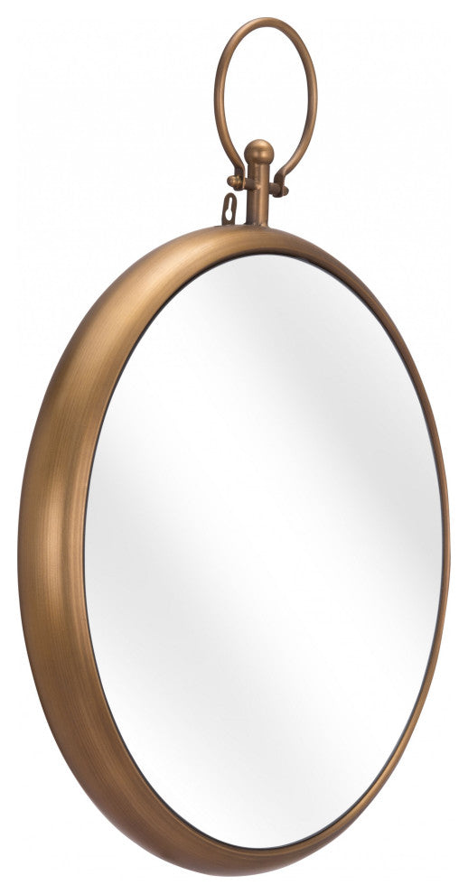 Gold Round Hanging Mirror