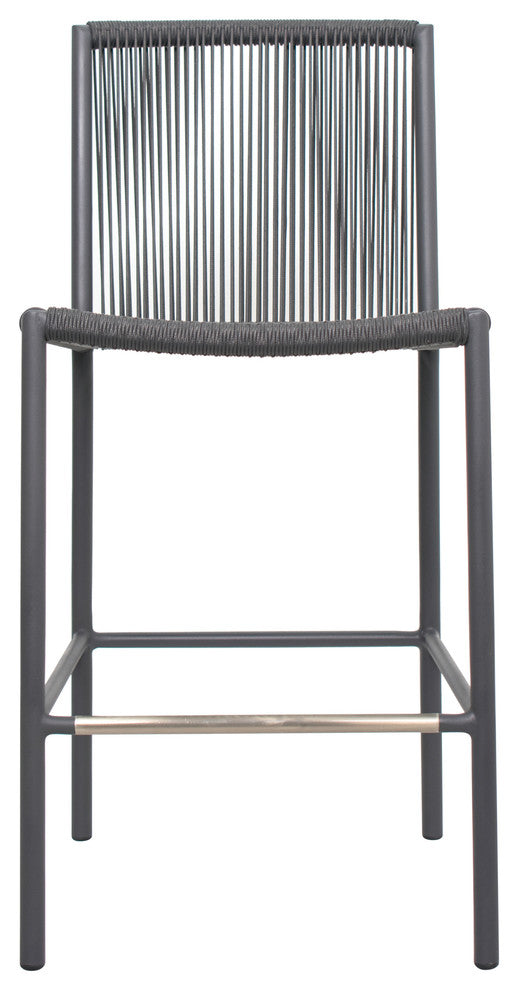 Stockholm Counter Side Chair, Set of 2, Dark Gray Frame, Dark Pebble Weave