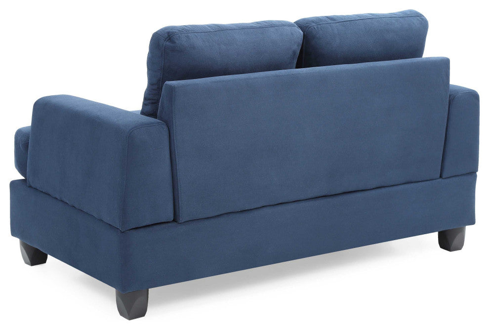 Sandridge 58 in. W Flared Arm Microfiber Straight Sofa, Navy Blue