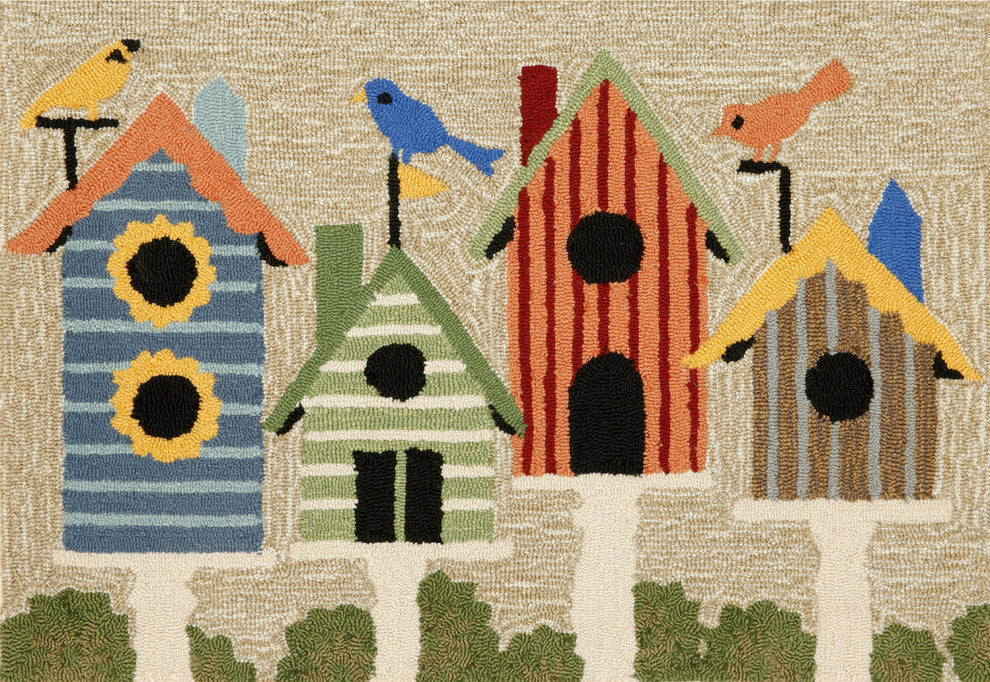 Frontporch Birdhouses Mat, Neutral, 1'8"x2' 6"