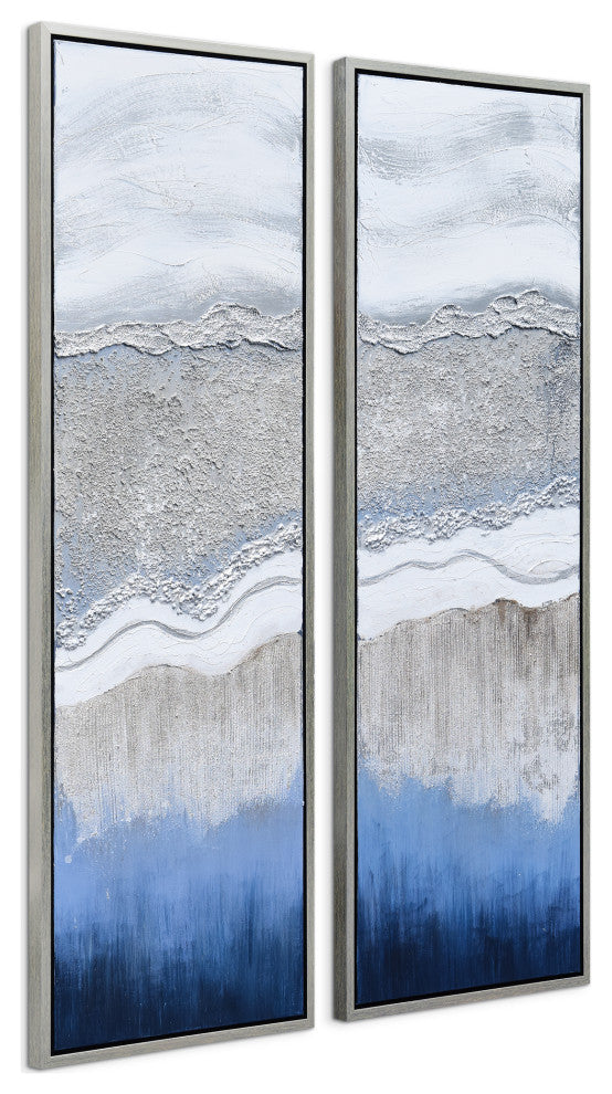 Sand Art Textured Metallic Hand Painted Wall Art Abstract Diptych Set