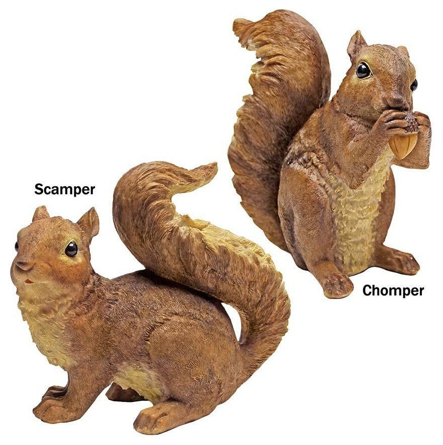 Scamper and Chomper, the Woodland Squirrel Statues: Set of Two