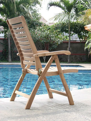 9-Piece Outdoor Teak Dining Set: 83" Rectangle Table, 8 Ashley Folding Arm Chair