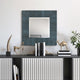 Beveled Wall Mirror, Black on Blue Metallic Shagreen Leather Framed Mirror