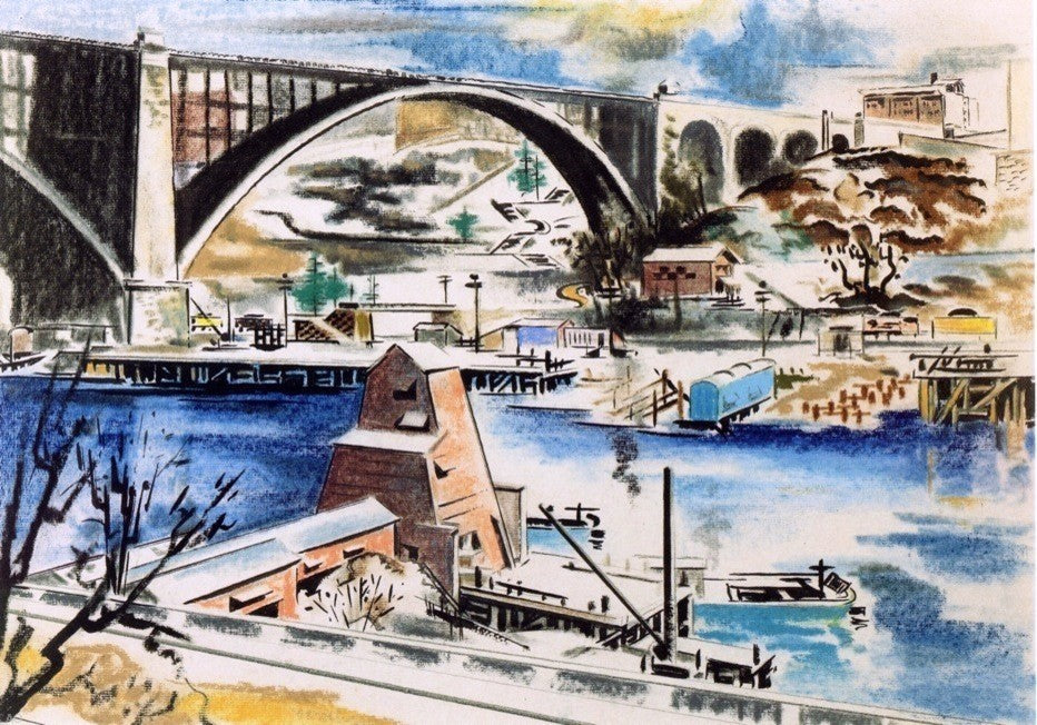 Preston Dickinson Harlem River, 18"x27" Wall Decal