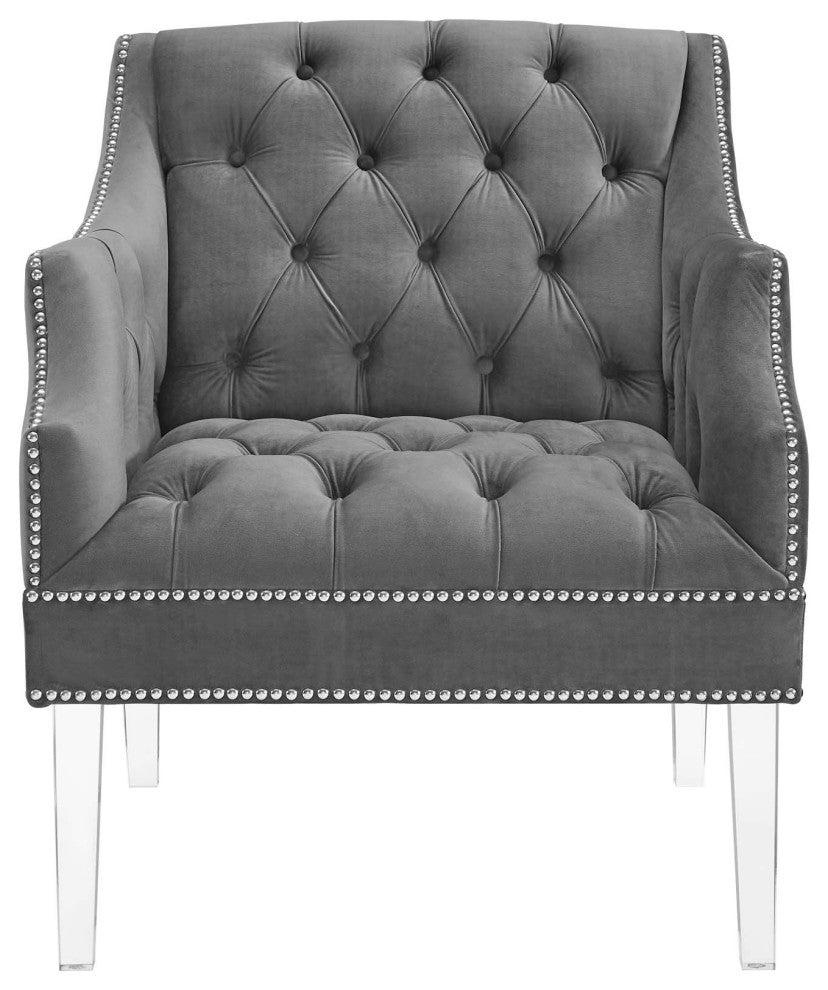 Proverbial Armchair Performance Velvet Set of 2-Gray
