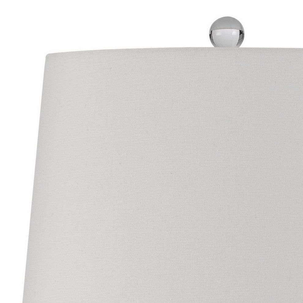 Benzara Accent Table Lamp, Hardback Fabric Shade, Embossed Ceramic, Pearl