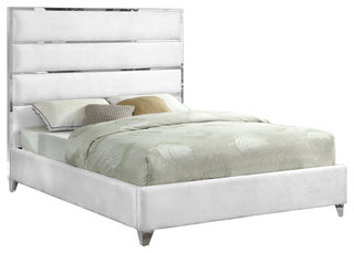 Zuma Velvet Upholstered Bed, White, King