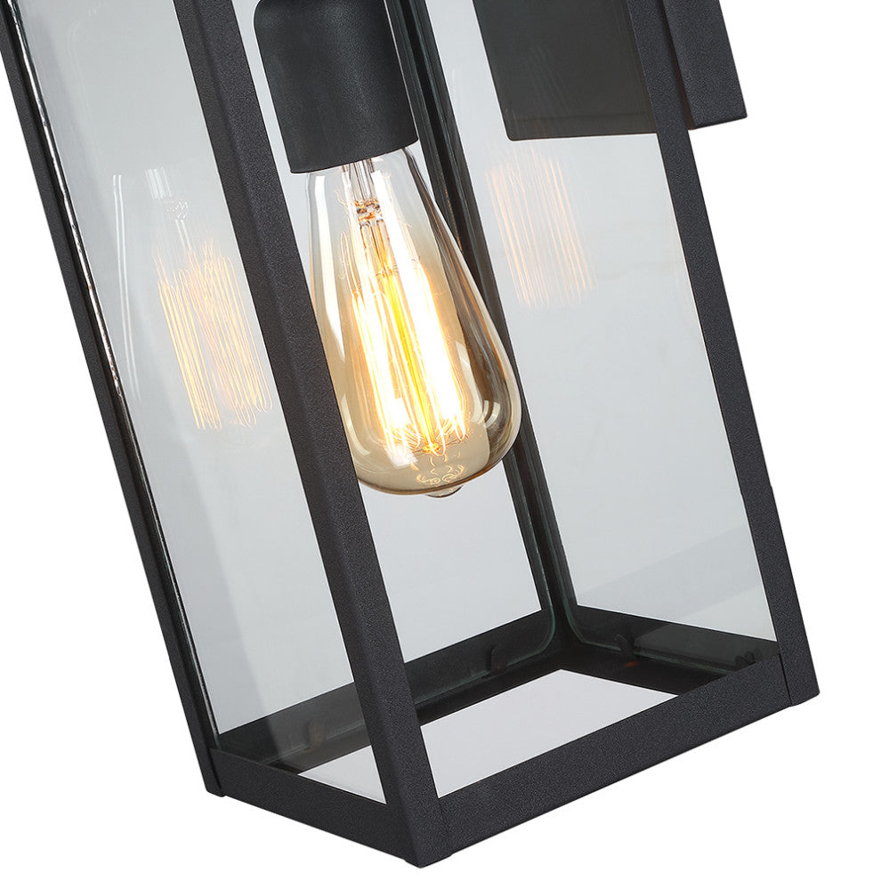 15"H Outdoor Black Modern Wall Lantern Sconce Light