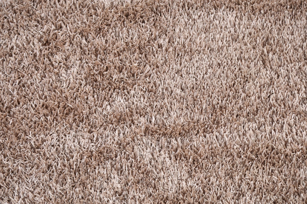 Champagne Plush Shaggy Oriental Area Rug Hand-tufted Carpet 5x7