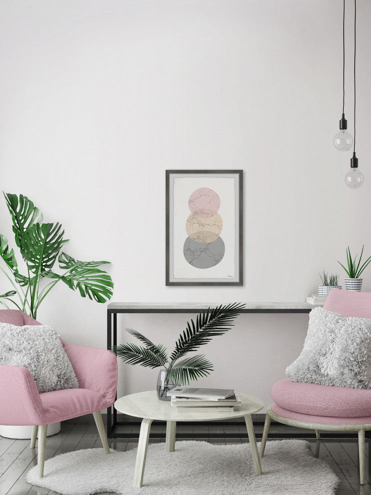 "Marbled Circles" Framed Painting Print, 16"x24"