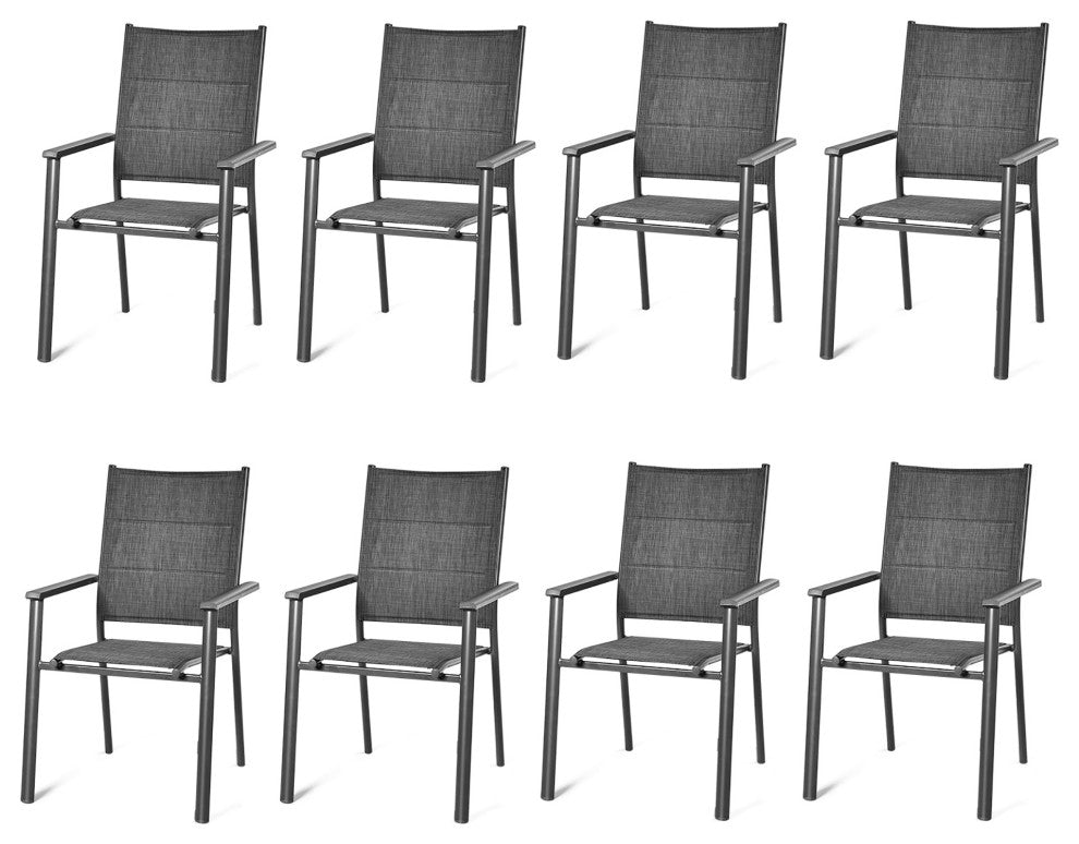 Costway Set of 8 Patio Dining Chair Stackable Padded Armrest No Assembly