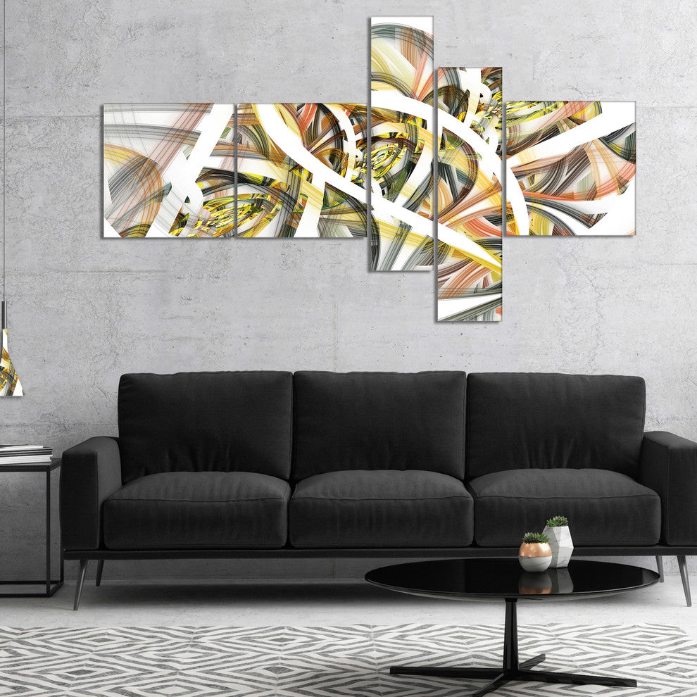 Symmetrical Spiral Fractal Flowers, Contemporary Canvas Print, 60"x32", 5 panels