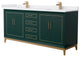 Marlena 72" Green Double Vanity, Cultured Top, Bronze Trim