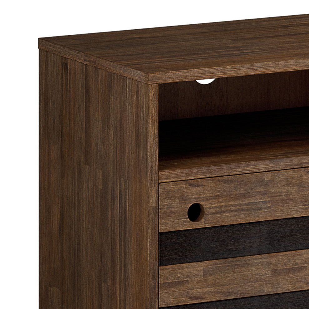 Clarkson Solid Acacia Wood TV Stand, Rustic Natural Aged Brown