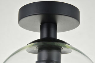 Midcentury Modern Black And Clear 1-Light <br>Flush Mount