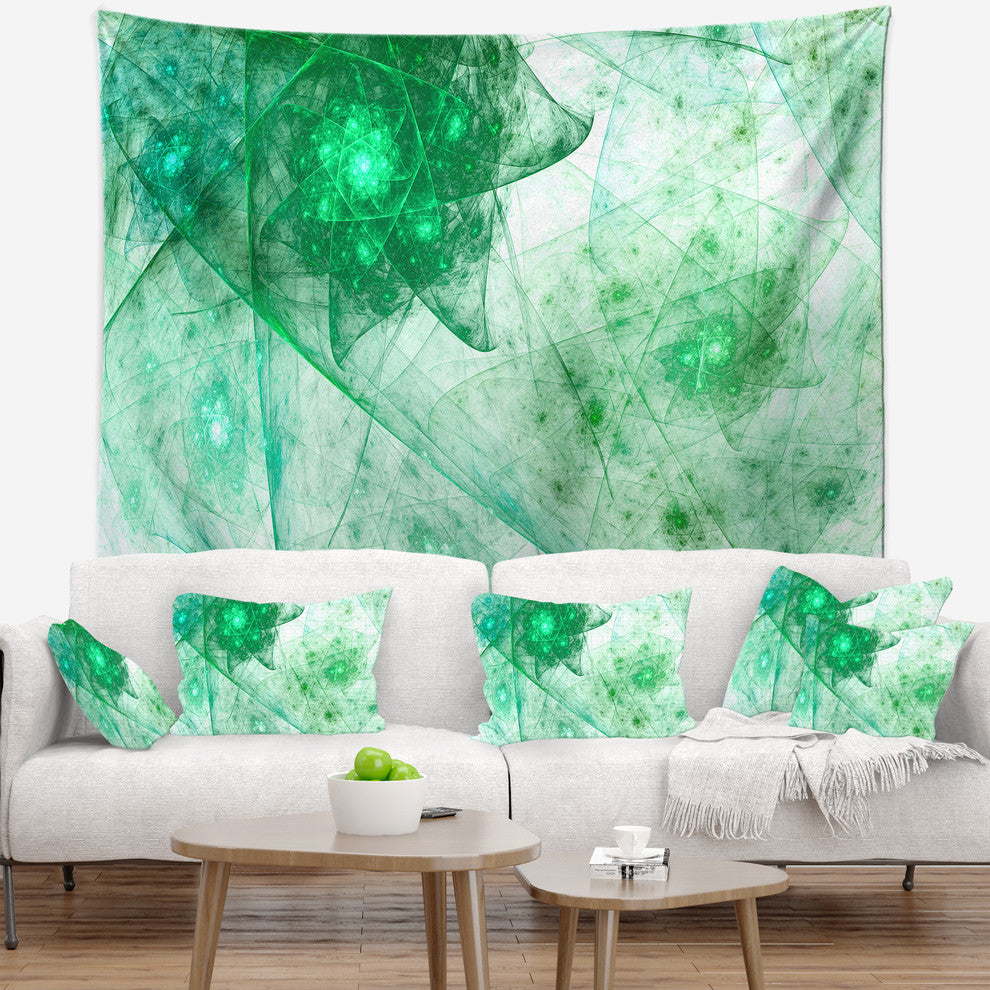 Clear Green Rotating Polyhedron Abstract Wall Tapestry, 60"x50"