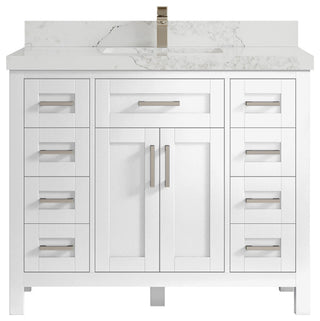 Cambridge 42 Single Sink Bath Vanity in White 2" Calacatta Nuvo