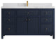 Sonoma 60 Single Sink Reeded Bathroom Vanity in Hale Navy Blue 2" Calacatta Nuvo