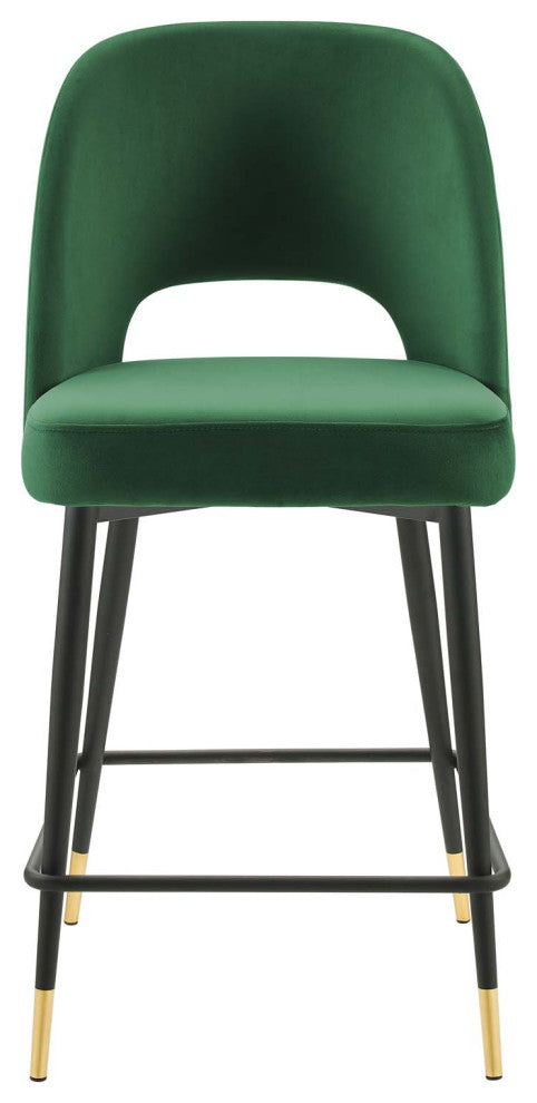 Rouse Performance Velvet Counter Stool, Emerald