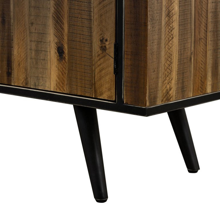 Rustic Sideboard, Wood Top With Storage Drawers & Metal Handles, Antique Acacia