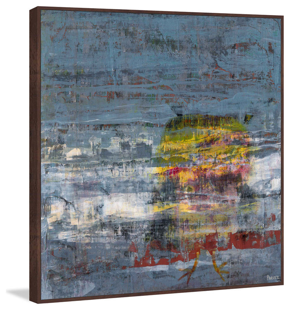 "Yellow Owl" Floater Framed Painting Print on Canvas, 20"x20"