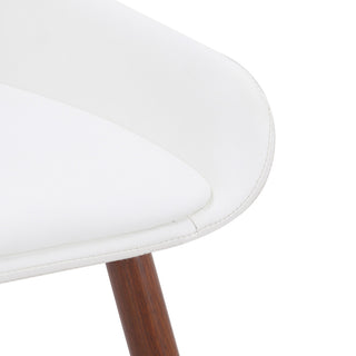 Mid-Century Modern Faux Leather Side Chair, White