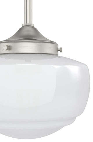 Saddle Creek Brushed Nickel, Cased White Glass 1 Light Mini Pendant Light
