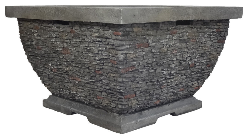 GDF Studio Laraine Outdoor 32" Wood Burning Concrete Square Fire Pit, Gray