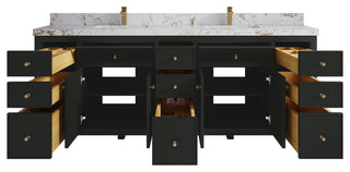 Sonoma 84" Double Sink Bath Vanity in Black Top, 2" Viola Gold
