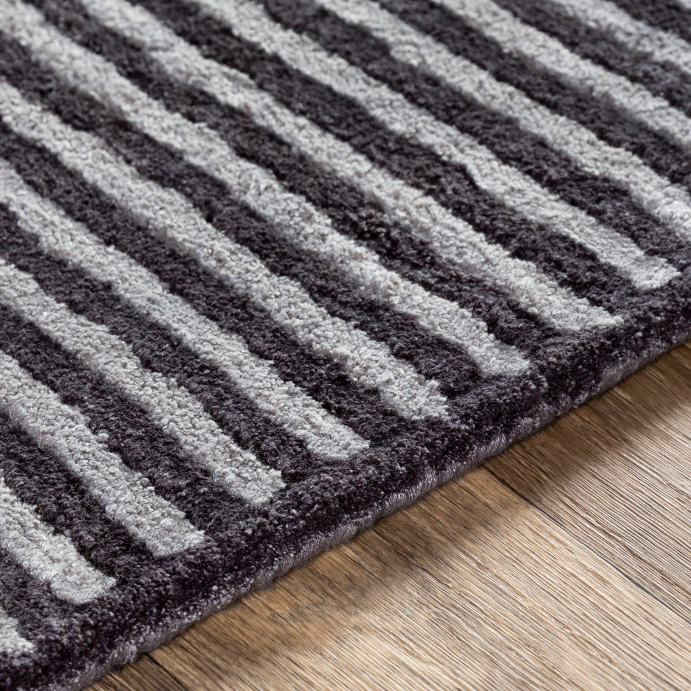 Surya Quartz QTZ-5038 9'x13' Rug, Black/Medium Gray