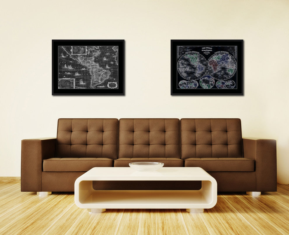 America Vintage Monochrome Map Canvas, 16"x21"