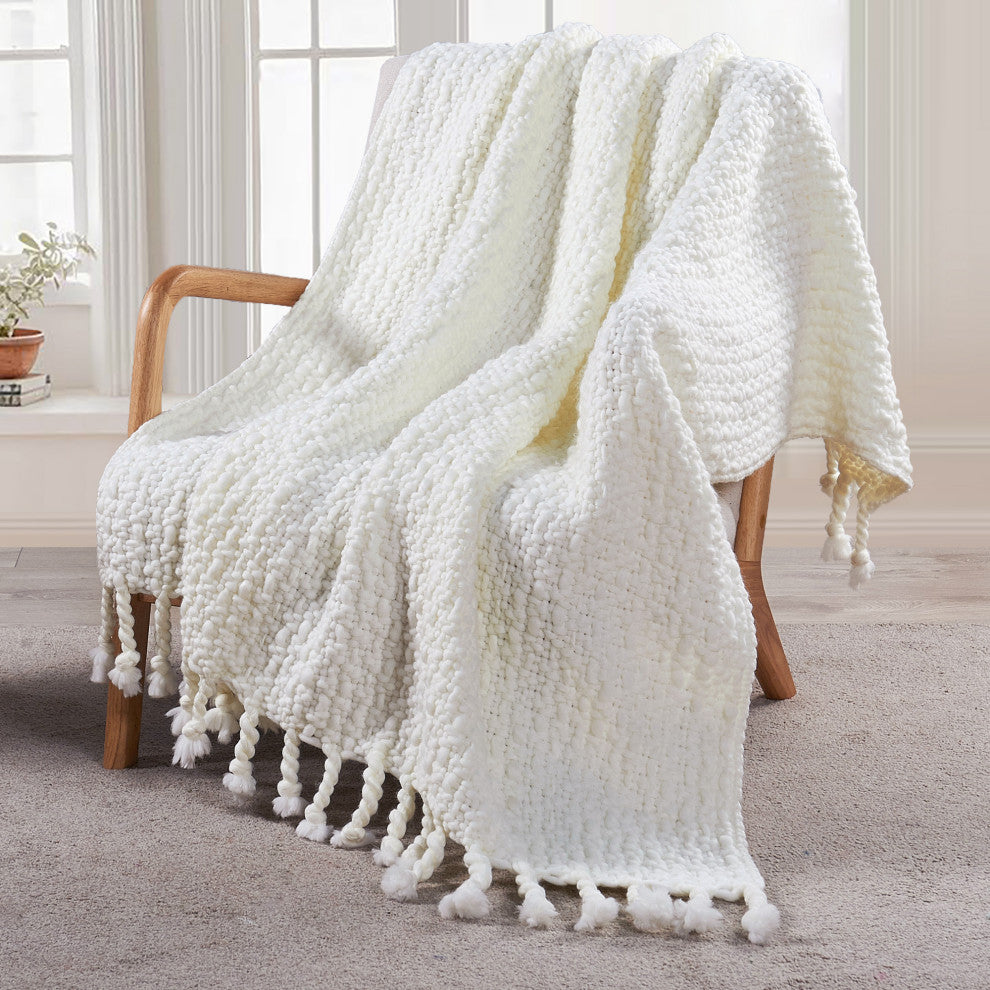 Basket Weave Knit Throw Blanket