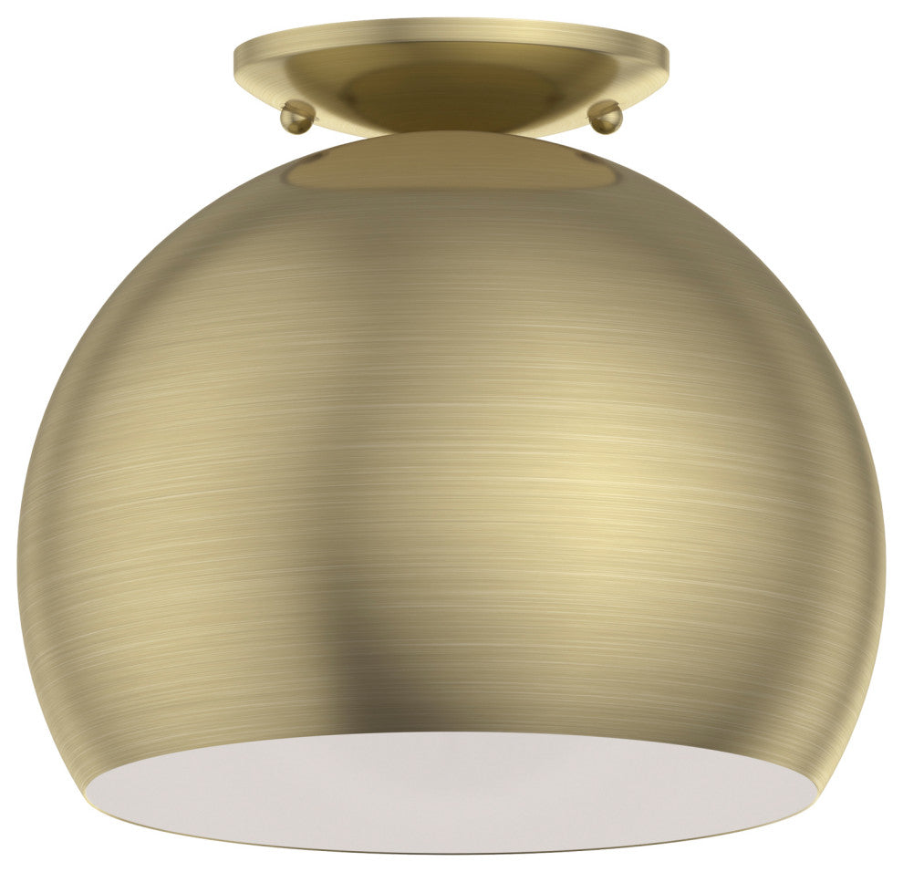 Livex Lighting 1 Light Antique Brass Flush Mount