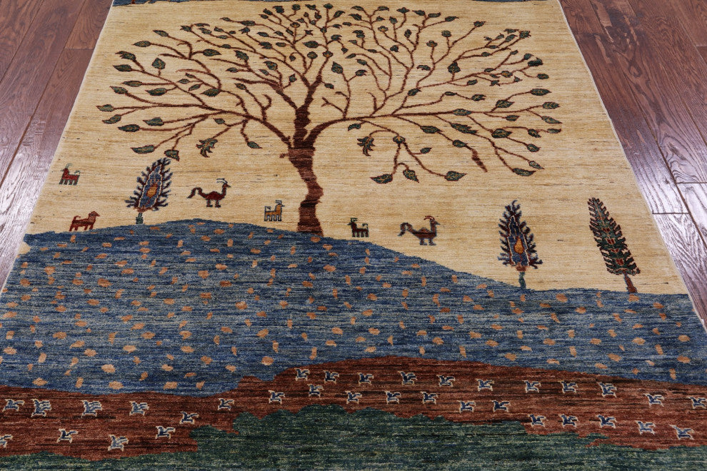 4' 9" X 6' 4" Tribal Persian Gabbeh Hand Knotted Rug - Q12290