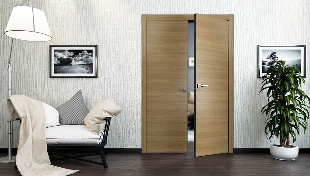 Pre-hung Closet French Double Doors 60 x 80 | Planum 0010 Honey Ash