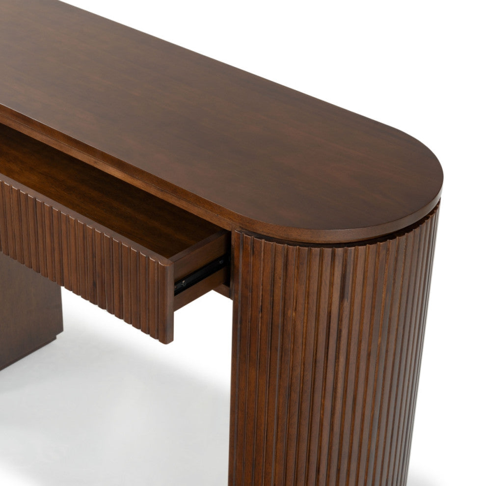 Safavieh Couture Rikki Fluted 1 Drawer Console, Walnut