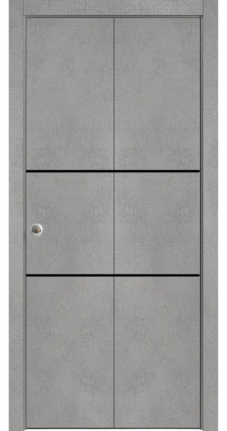 Bi-fold Doors 48 x 80 | Planum 0014 Concrete with  | Sturdy Tracks