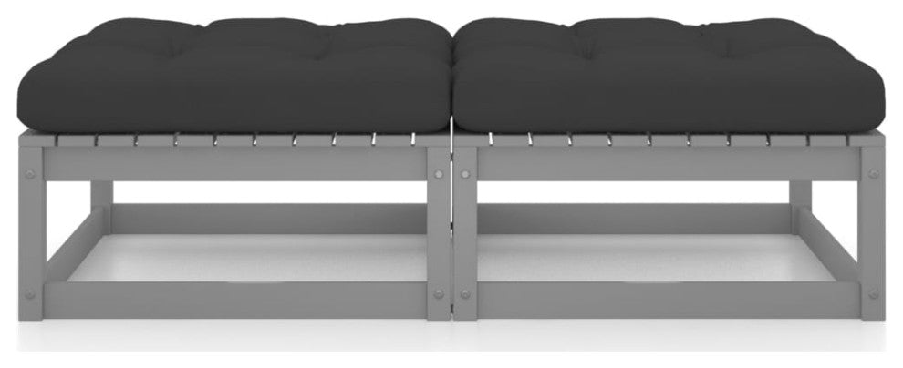 vidaXL Patio Footstools With Cushions 2 pcs Solid Pinewood