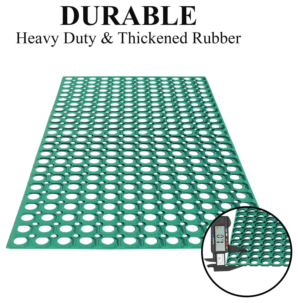 A1HC Rubber Grill Indoor/Outdoor Large Double Door Doormat, 19.6"x39.3", Green