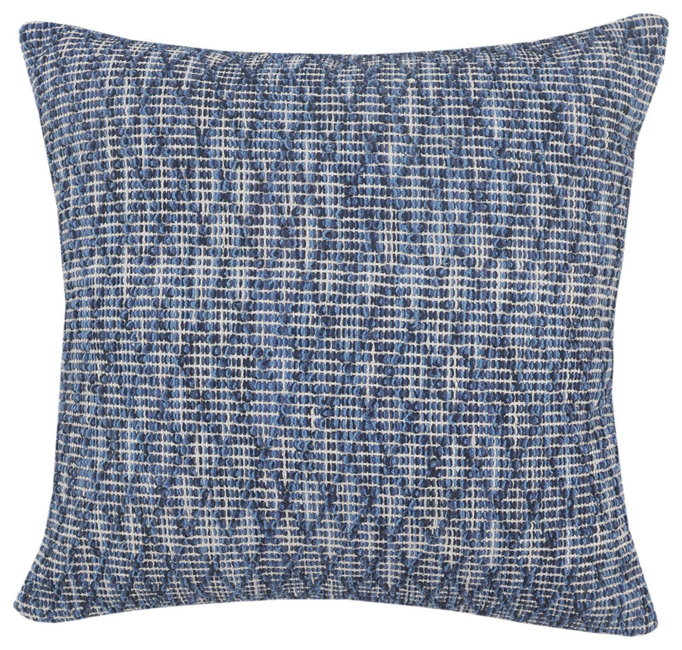 Ox Bay Handwoven Blue Diamond Organic Cotton Pillow Cover, 20"x20"