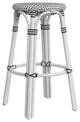 Tobias Rattan Bar Stool, White and Black, Diamond