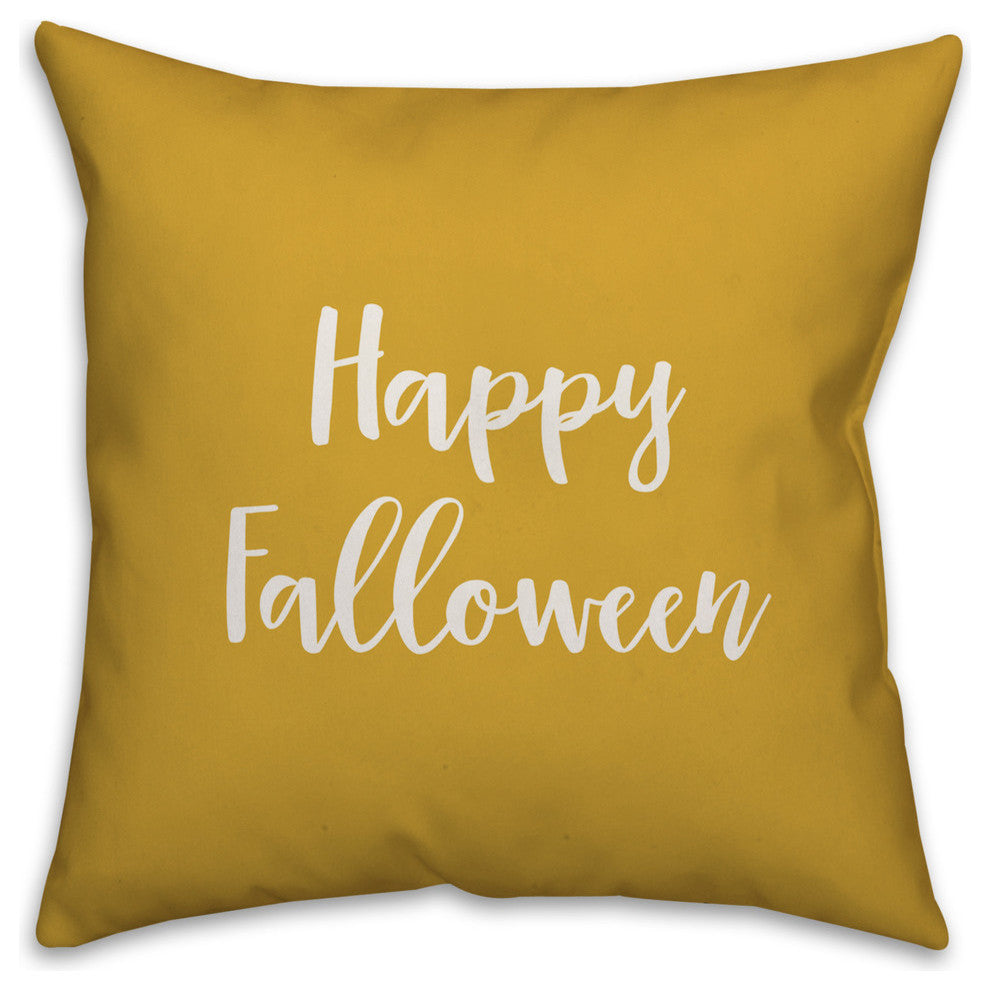Happy Falloween in Mustard 18x18 Throw Pillow