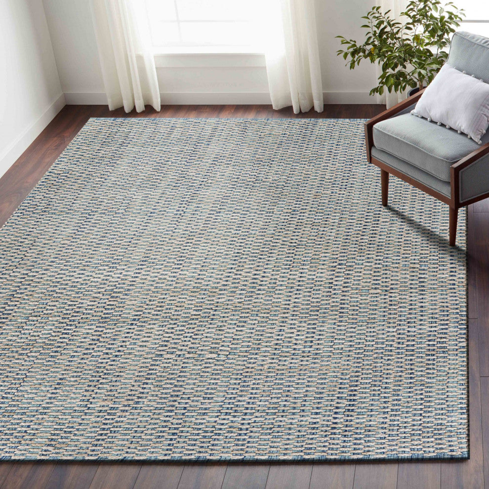 5" x 8" Blue and Beige Toned Area Rug
